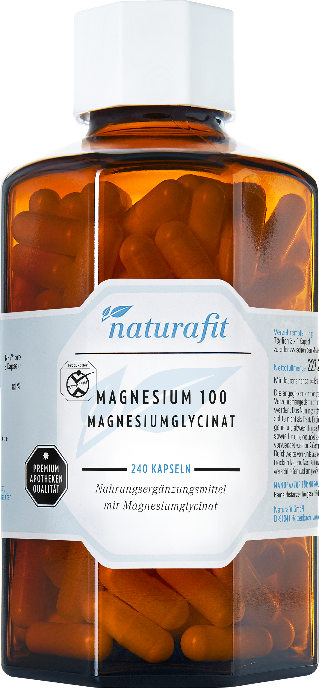 NATURAFIT Magnesium 100 mg Magnesiumglycinat Kaps.